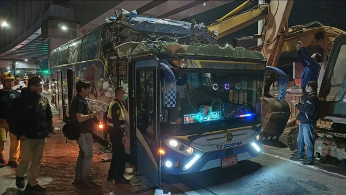 80-year-old man dies of fractured skull in Taiwan after tour bus crashes into tunnel roof