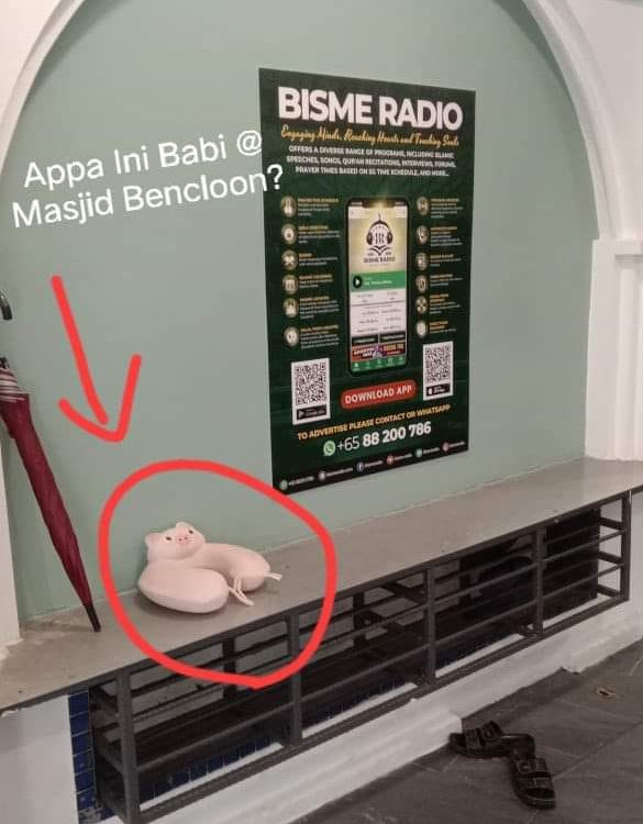 Man finds pig neck pillow at Bencoolen mosque, netizens say it’s ‘no big deal’