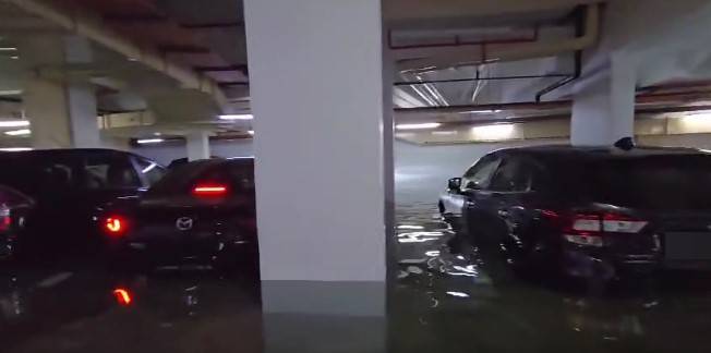Newton condo carpark allegedly flooded due to heavy rain on 4 May